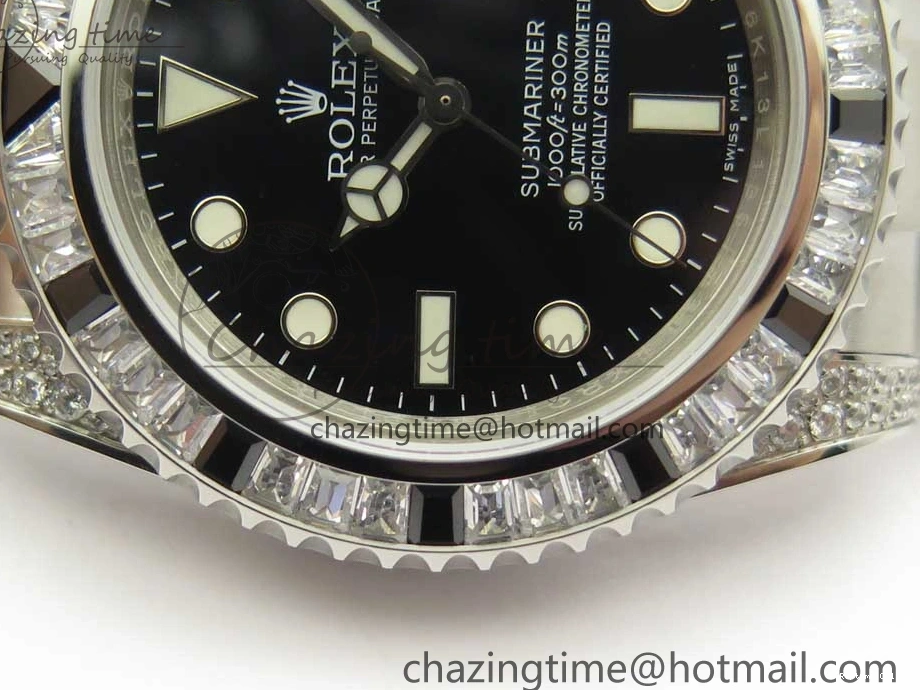 0504 GoAnywhere Submariner Black Diamond Bezel SS GSF Best Edition Black Dial On SS Bracelet A 3270